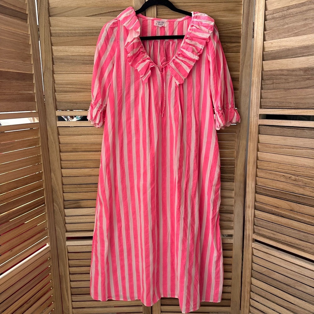 PINK CITY PRINTS Ava Dress in Neon Stripe size S - Picture 5 of 9